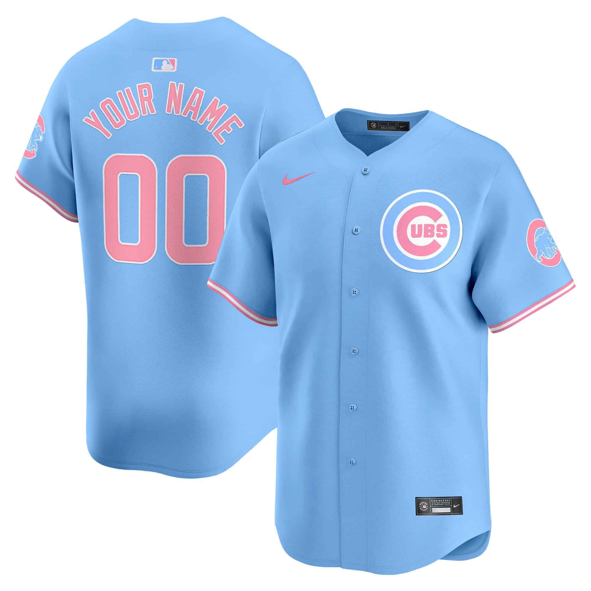 Men Chicago Cubs Bubblegum Blue 2024 Nike Vapor Premier Limited Custom MLB Jersey->customized mlb jersey->Custom Jersey